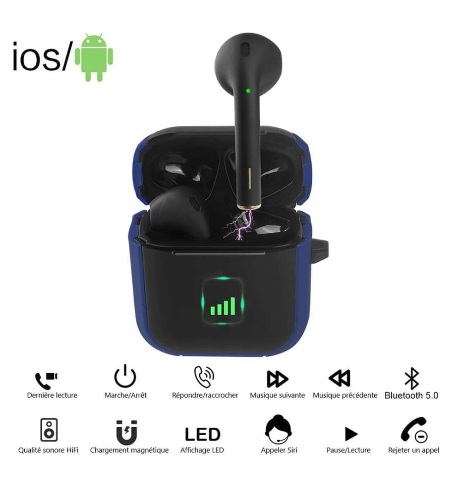 Ecouteurs Bluetooth sans fil - Bleu