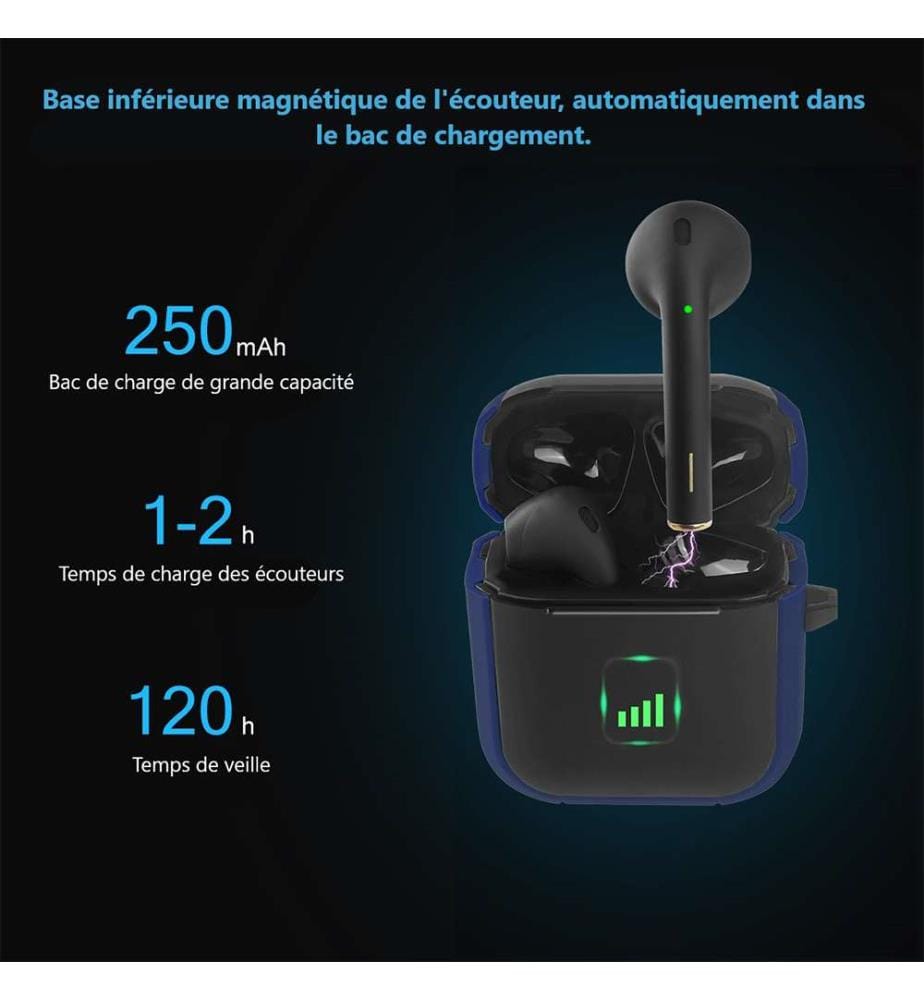 Ecouteurs Bluetooth sans fil - Bleu