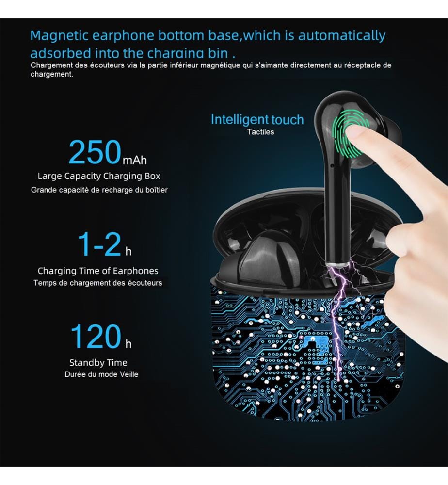Ecouteurs Bluetooth V5.0 + EDR - Noir
