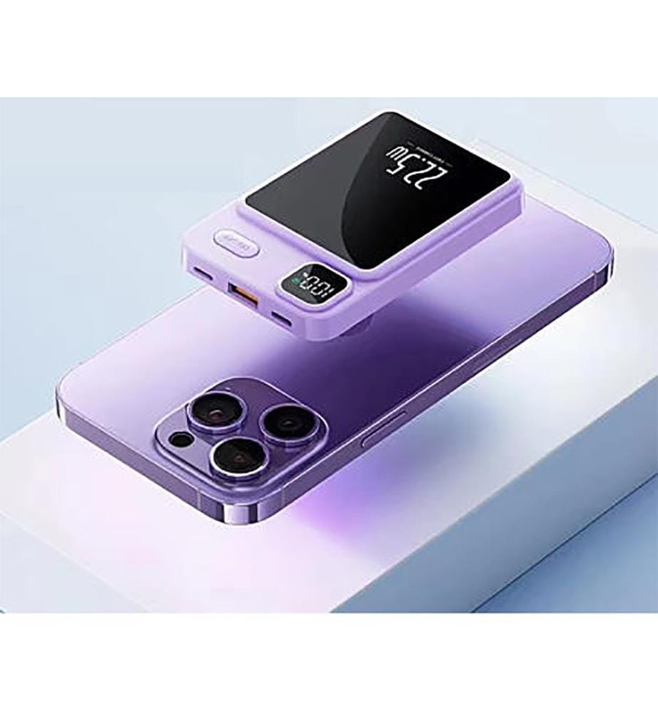 Power Bank 10000 Mah mit Led-Display Magsafe - Violett