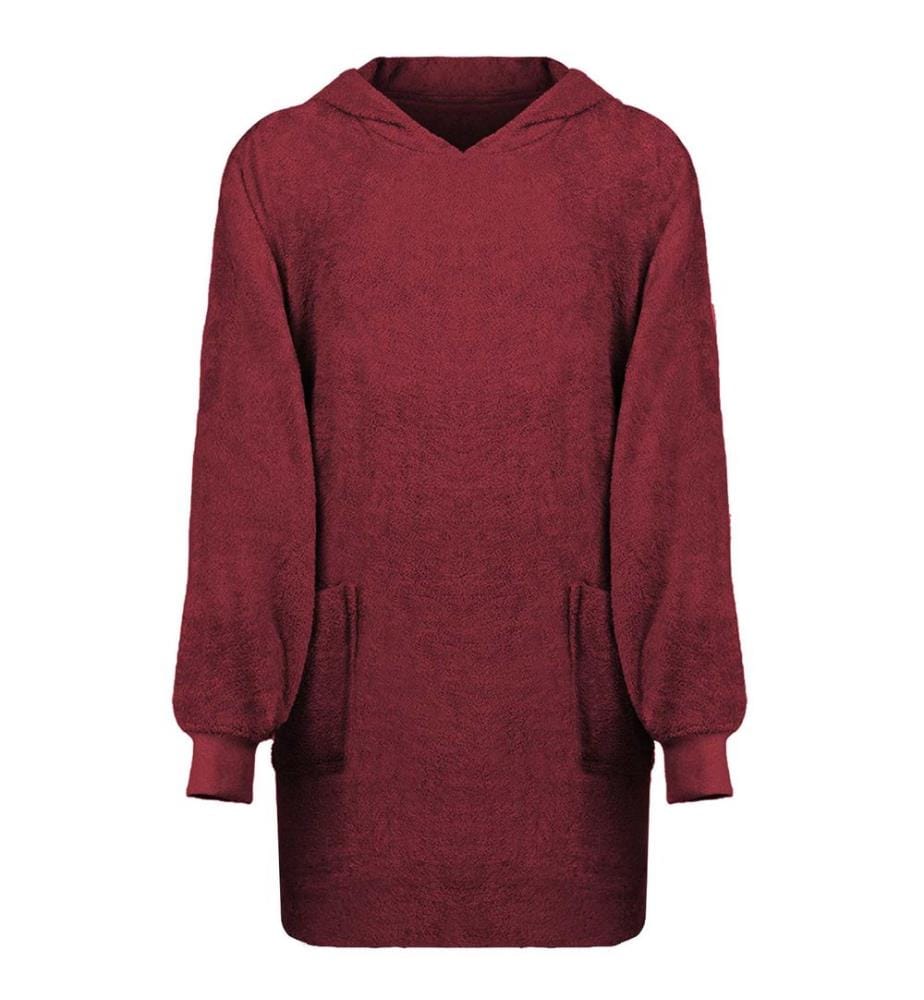 Decken-Hoodie KINN Rot L Baumwolle