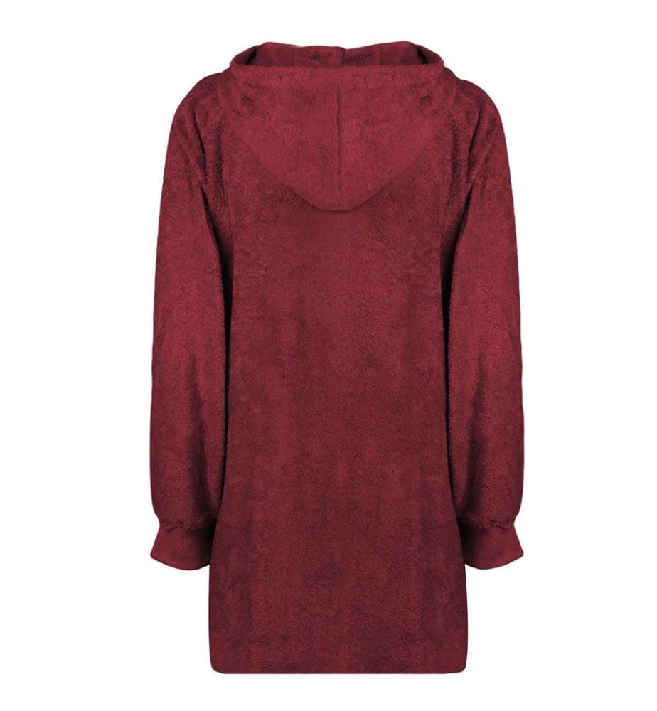 Decken-Hoodie KINN Rot L Baumwolle
