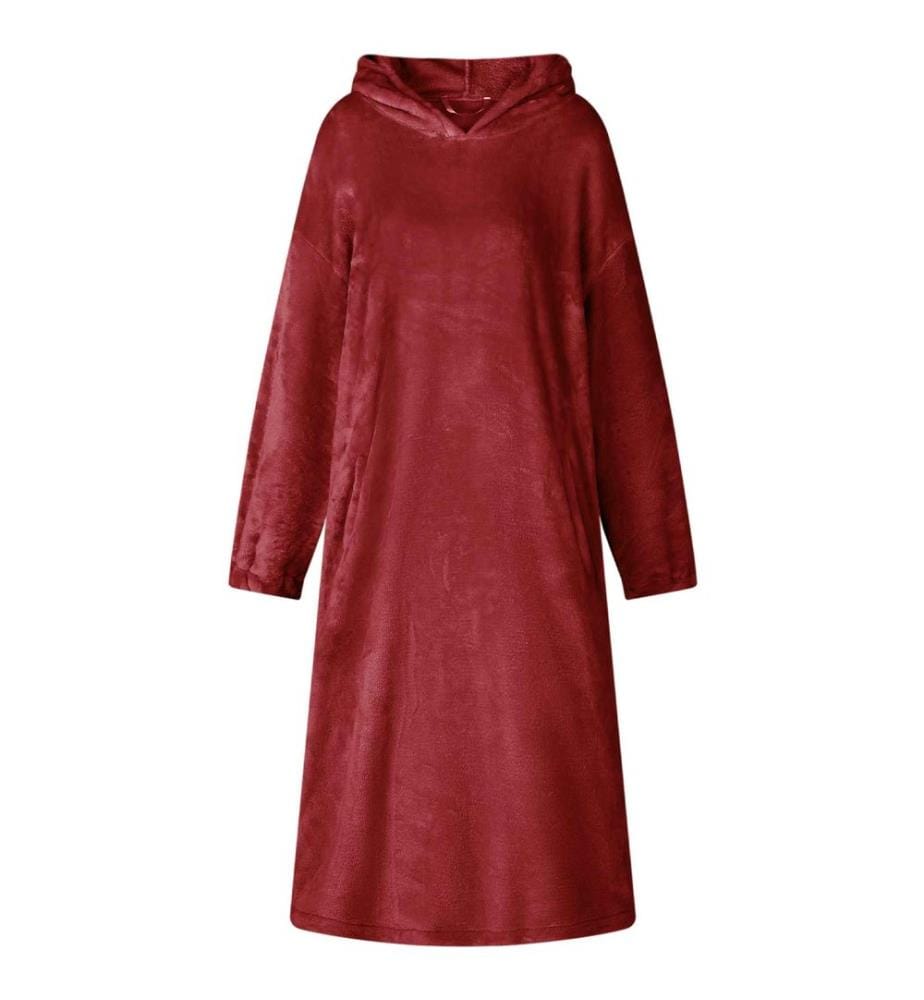 Decken-Hoodie Bordeauxrot M Flanell