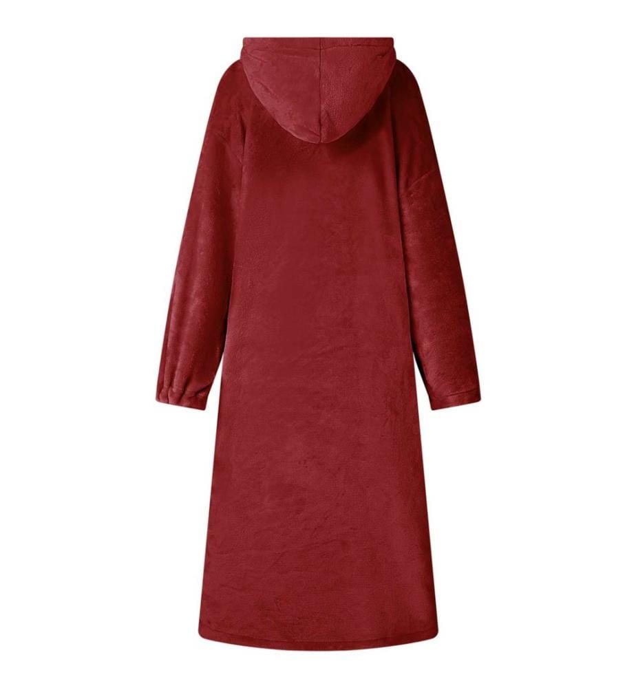 Decken-Hoodie Bordeauxrot L Flanell