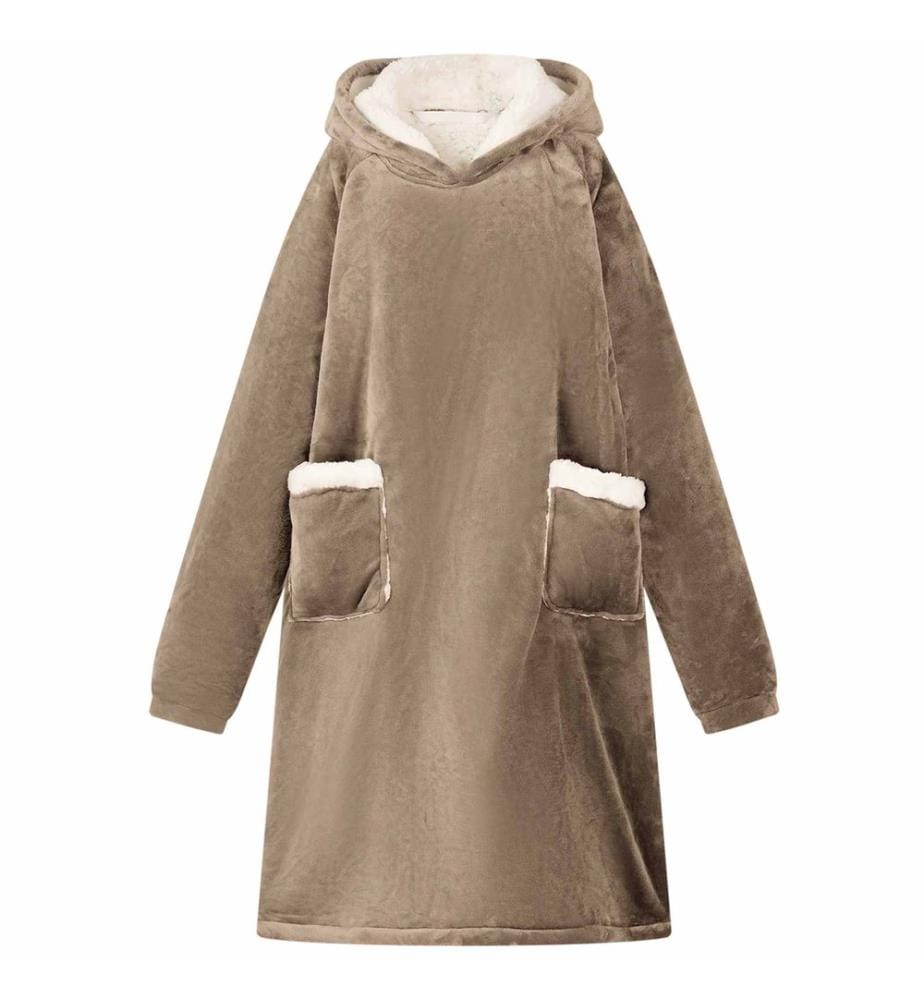 Sweat à capuche couverture Camel L Polaire et flanelle