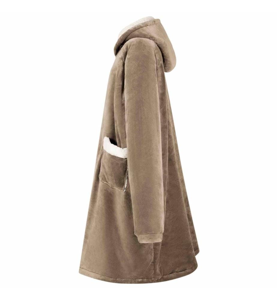 Sweat à capuche couverture Camel L Polaire et flanelle