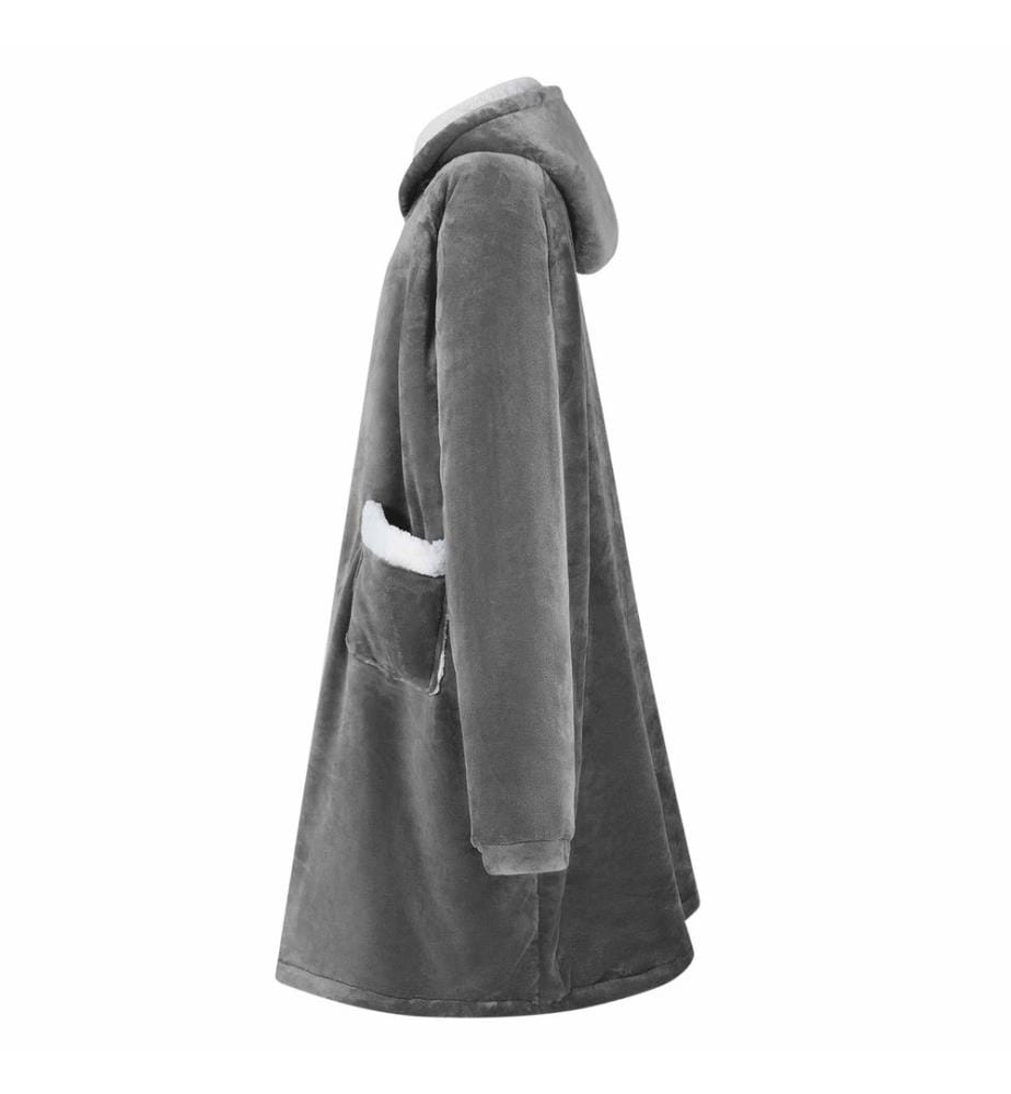 Sweat à capuche couverture Gris foncé L Polaire et flanelle