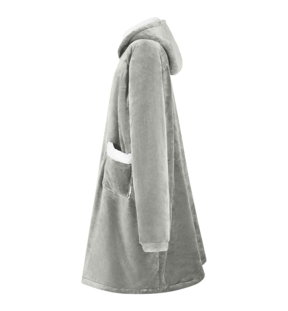Decken-Hoodie Grau M Fleece und Flanell