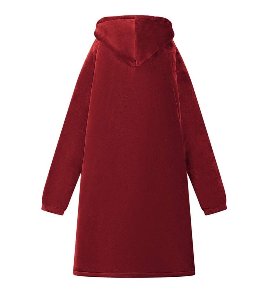 Decken-Hoodie Bordeauxrot M Fleece und Flanell