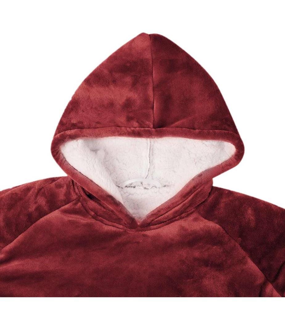 Decken-Hoodie Bordeauxrot M Fleece und Flanell