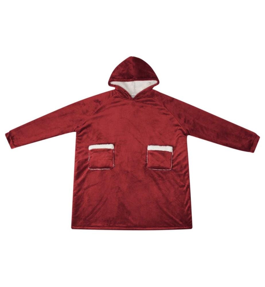 Decken-Hoodie Bordeauxrot L Fleece und Flanell