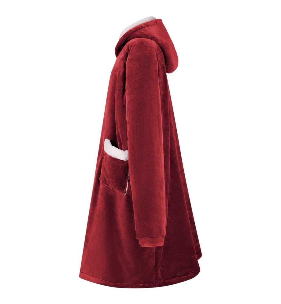 Decken-Hoodie Bordeauxrot L Fleece und Flanell