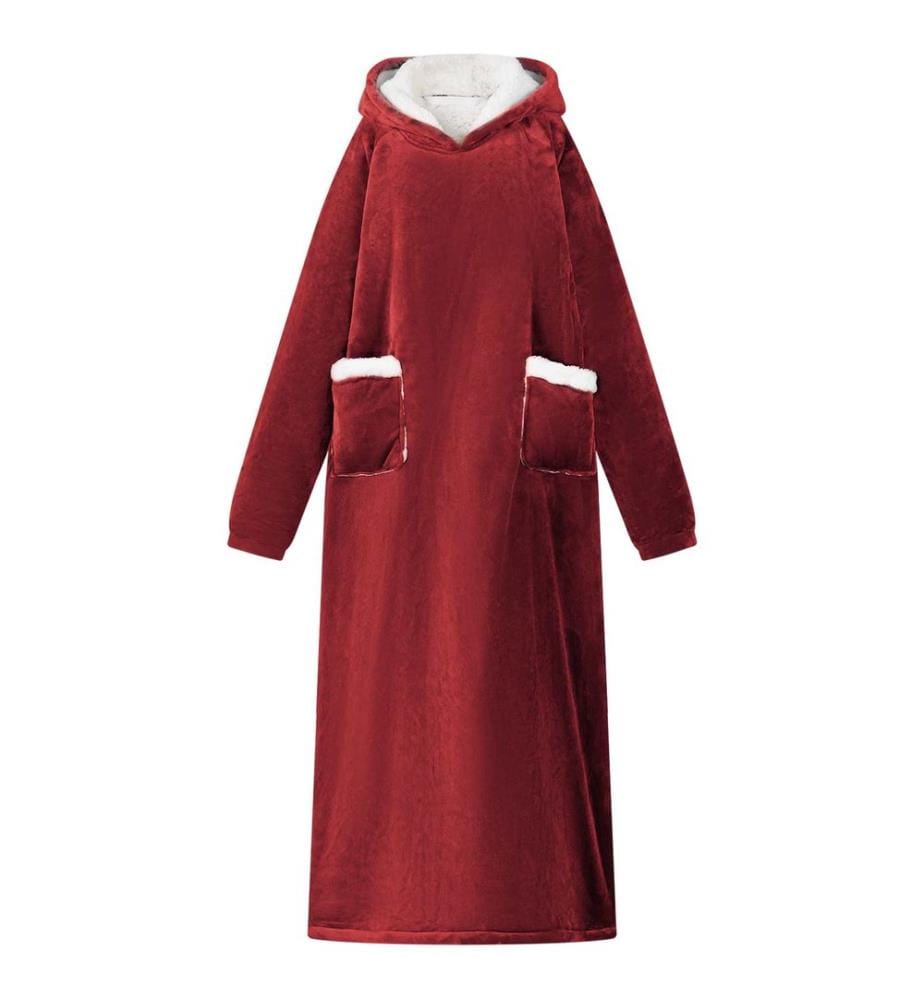 Decken-Hoodie Bordeauxrot M Fleece und Flanell
