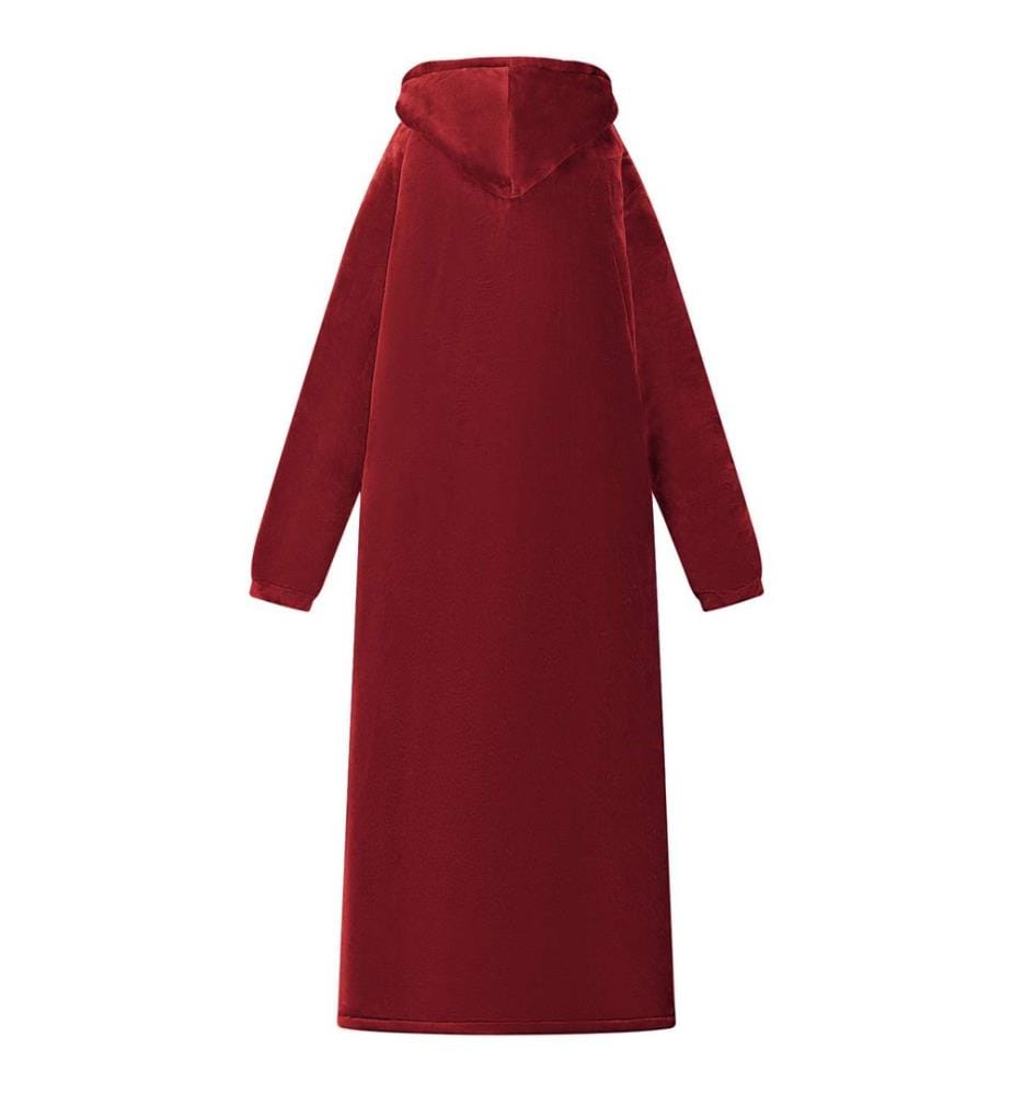 Decken-Hoodie Bordeauxrot M Fleece und Flanell