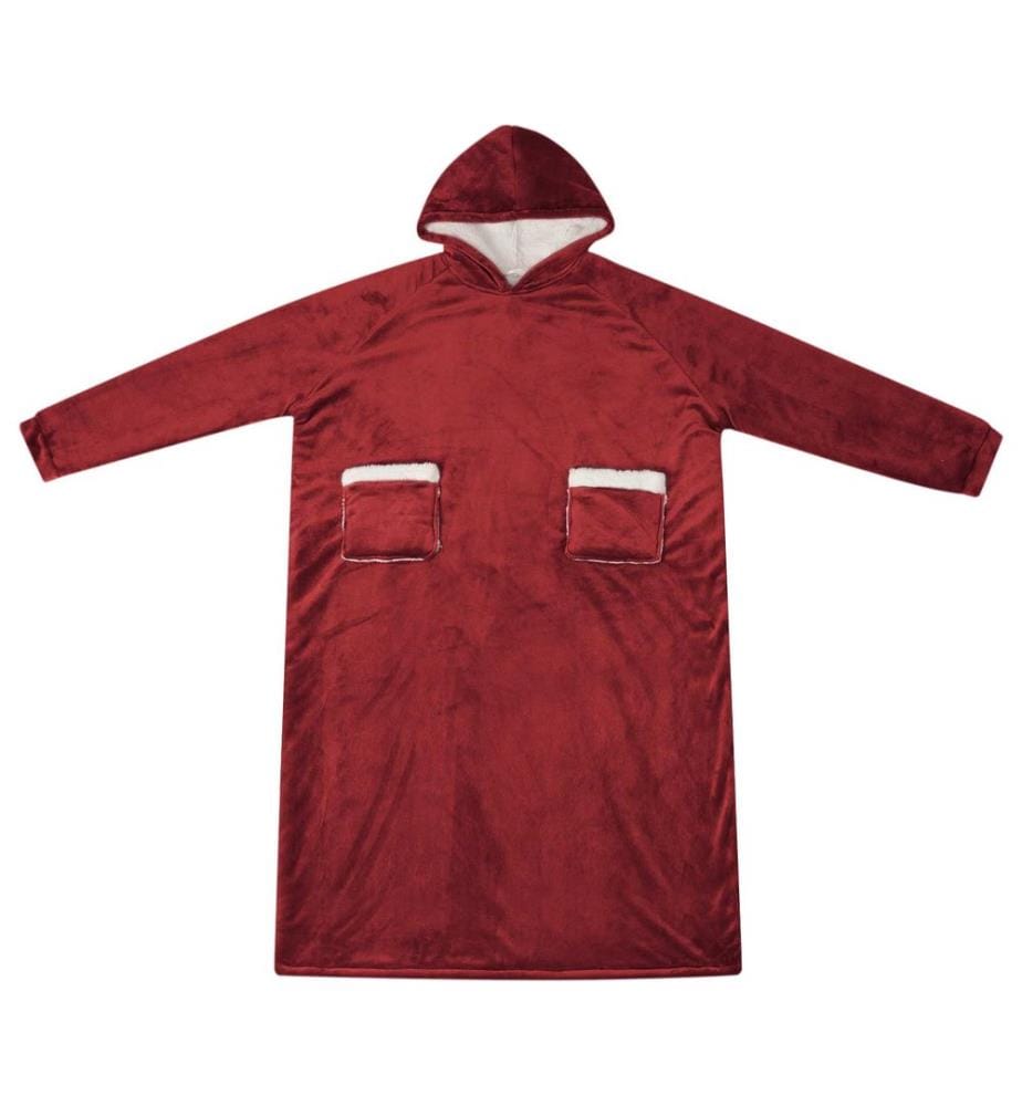 Decken-Hoodie Bordeauxrot L Fleece und Flanell