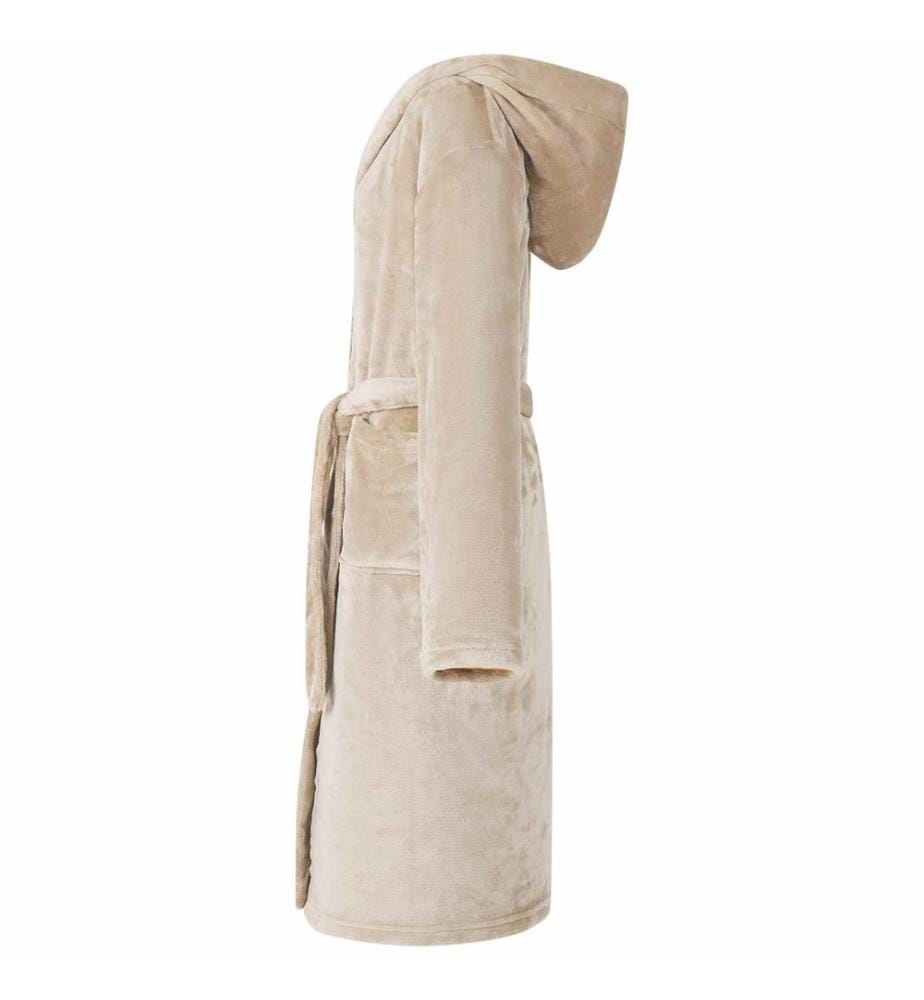Bademantel Hoodie Beige XL Flanell