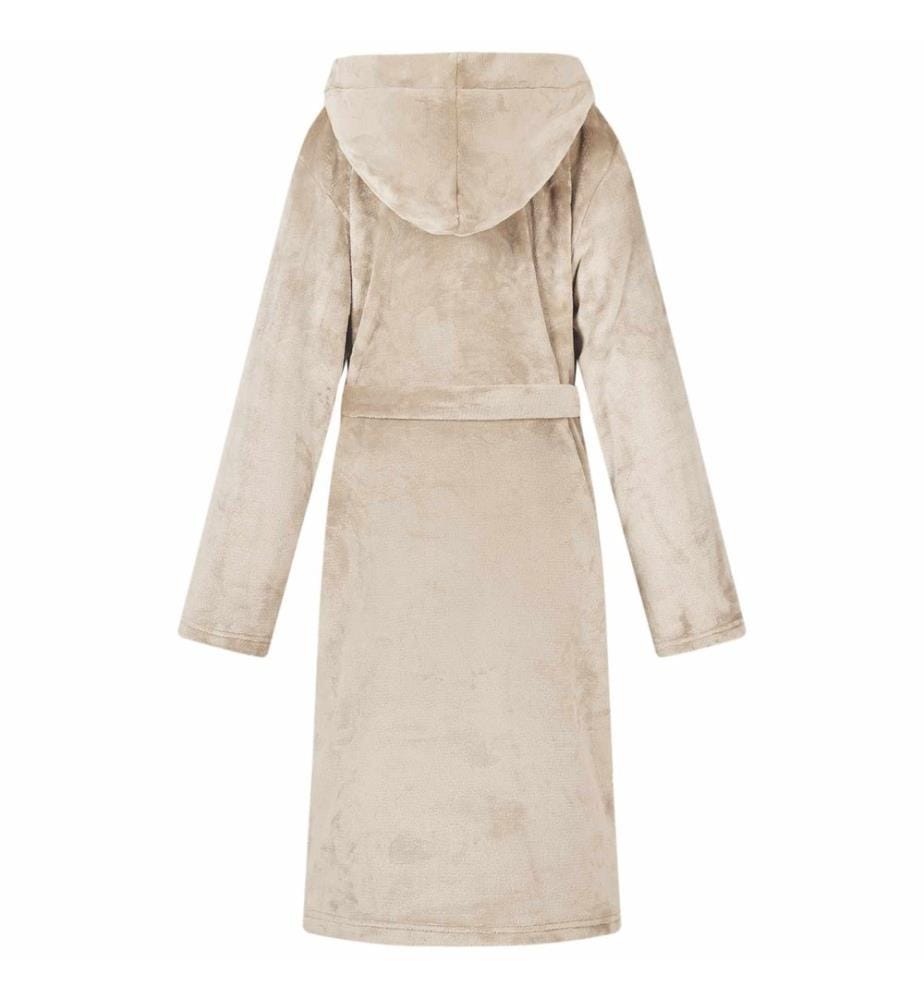 Bademantel Hoodie Beige XL Flanell