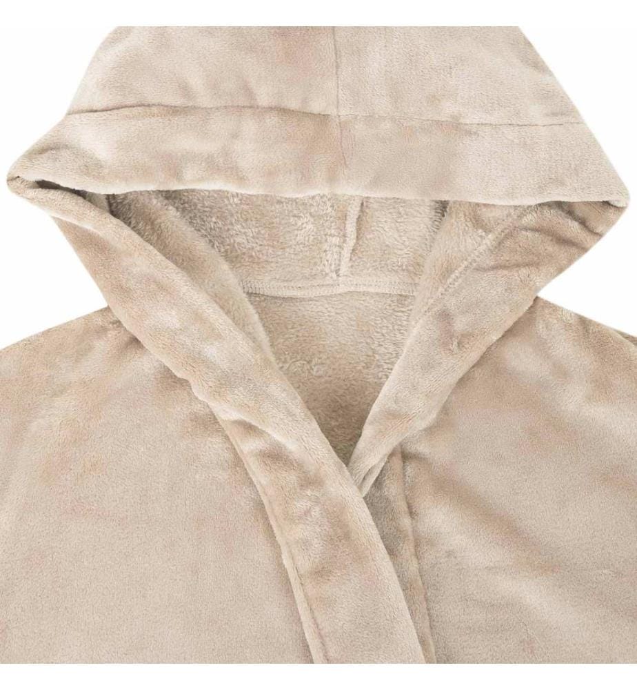Bademantel Hoodie Beige XL Flanell