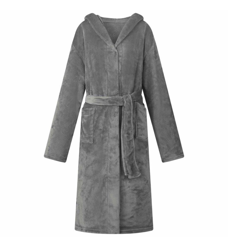 Bademantel Hoodie Dunkelgrau XL Flanell