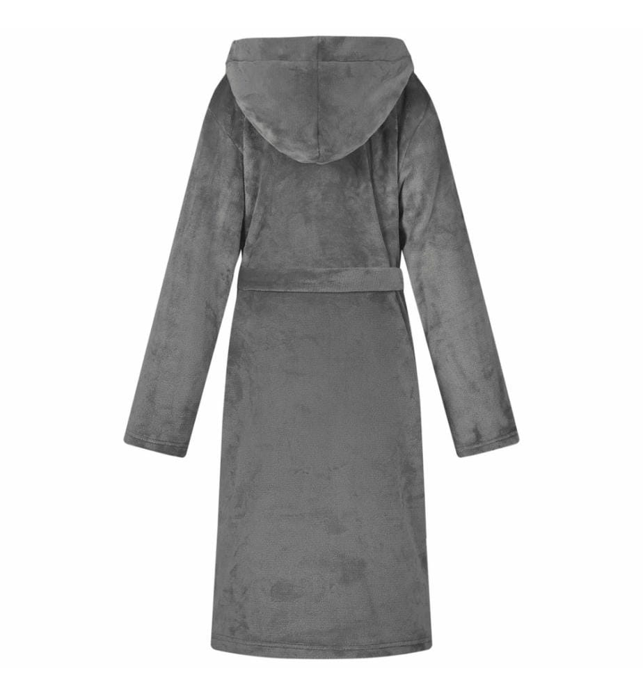 Bademantel Hoodie Dunkelgrau XXL Flanell