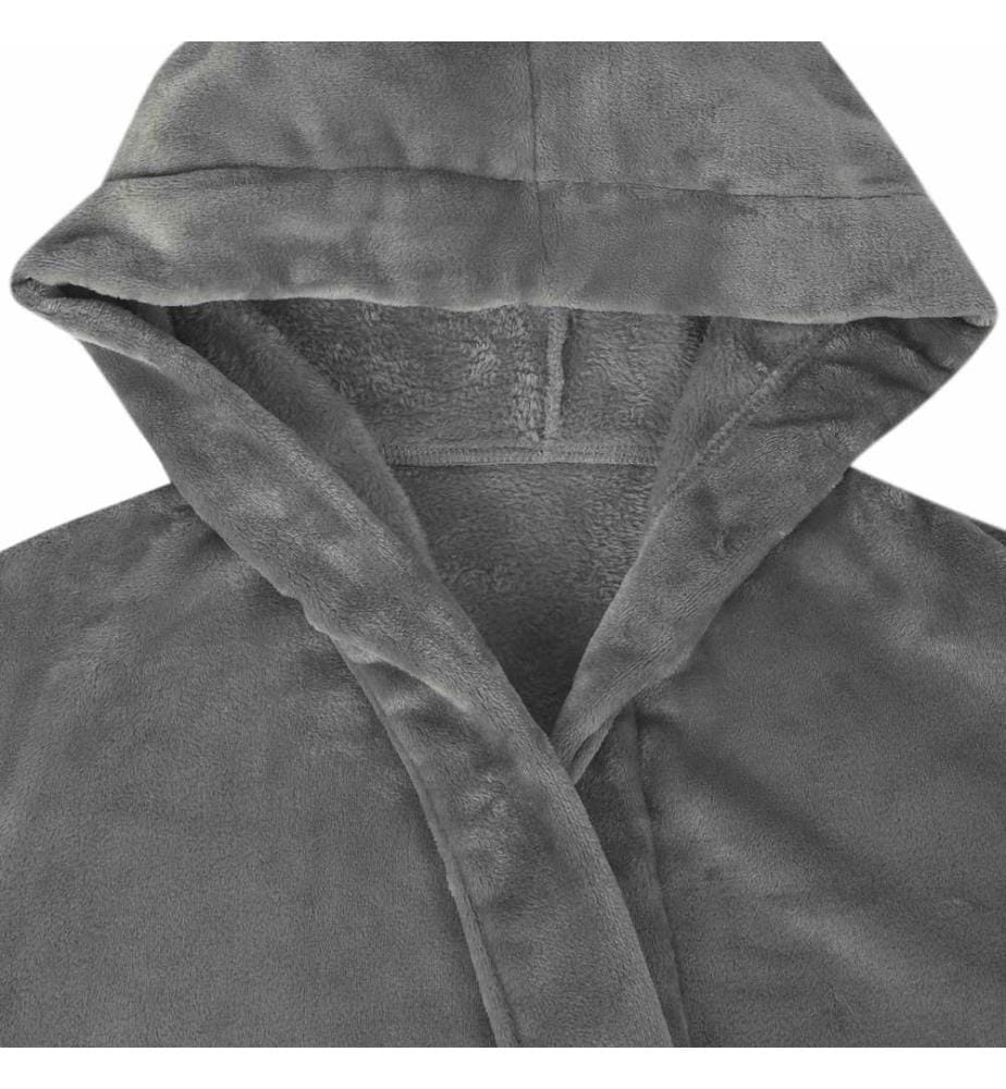 Bademantel Hoodie Dunkelgrau XXL Flanell