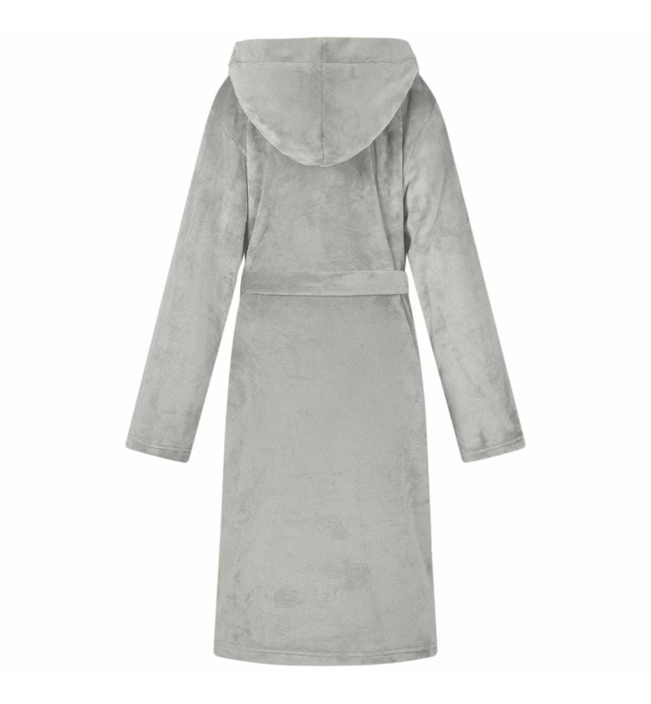 Bademantel Hoodie Grau L Flanell