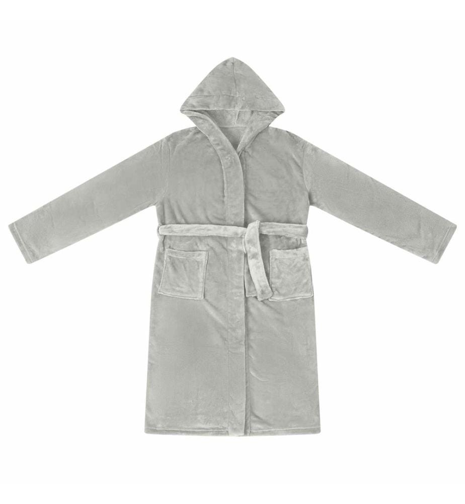 Bademantel Hoodie Grau XXXL Flanell