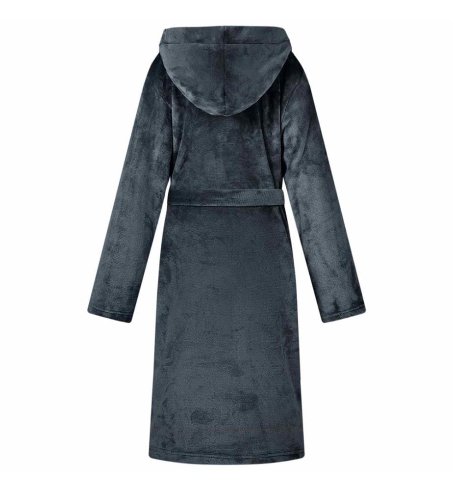 Bademantel Hoodie Marineblau S Flanell