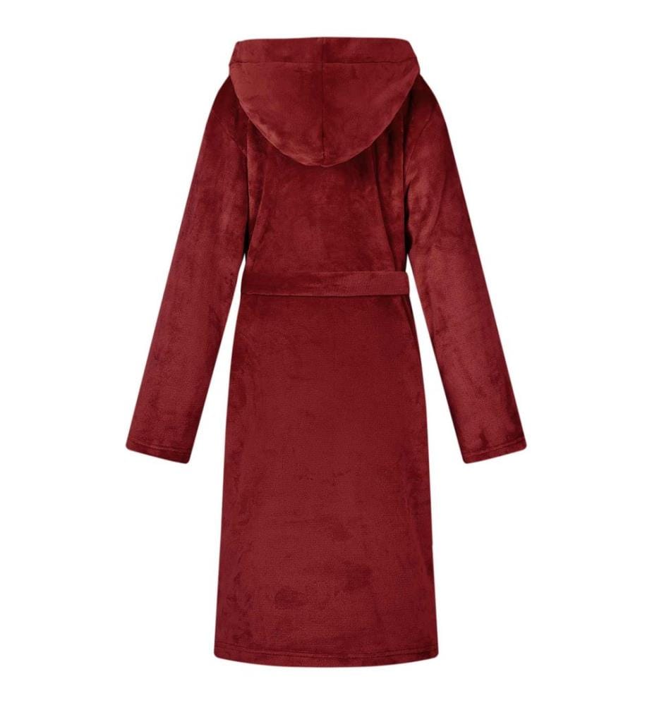 Bademantel Hoodie Bordeauxrot L Flanell