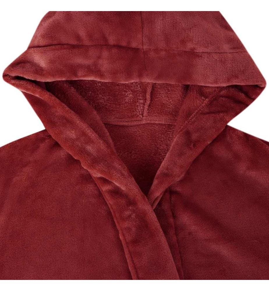 Bademantel Hoodie Bordeauxrot XL Flanell