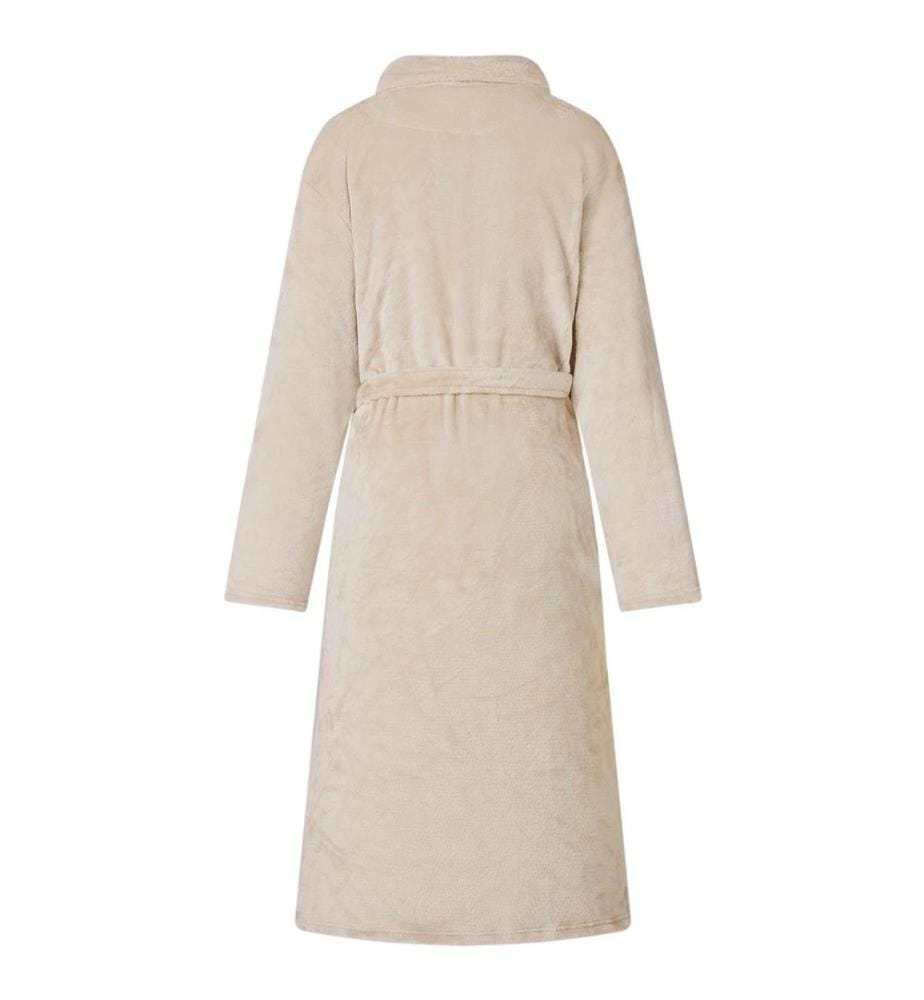 Bademantel ohne Kapuze Beige XL Flanell