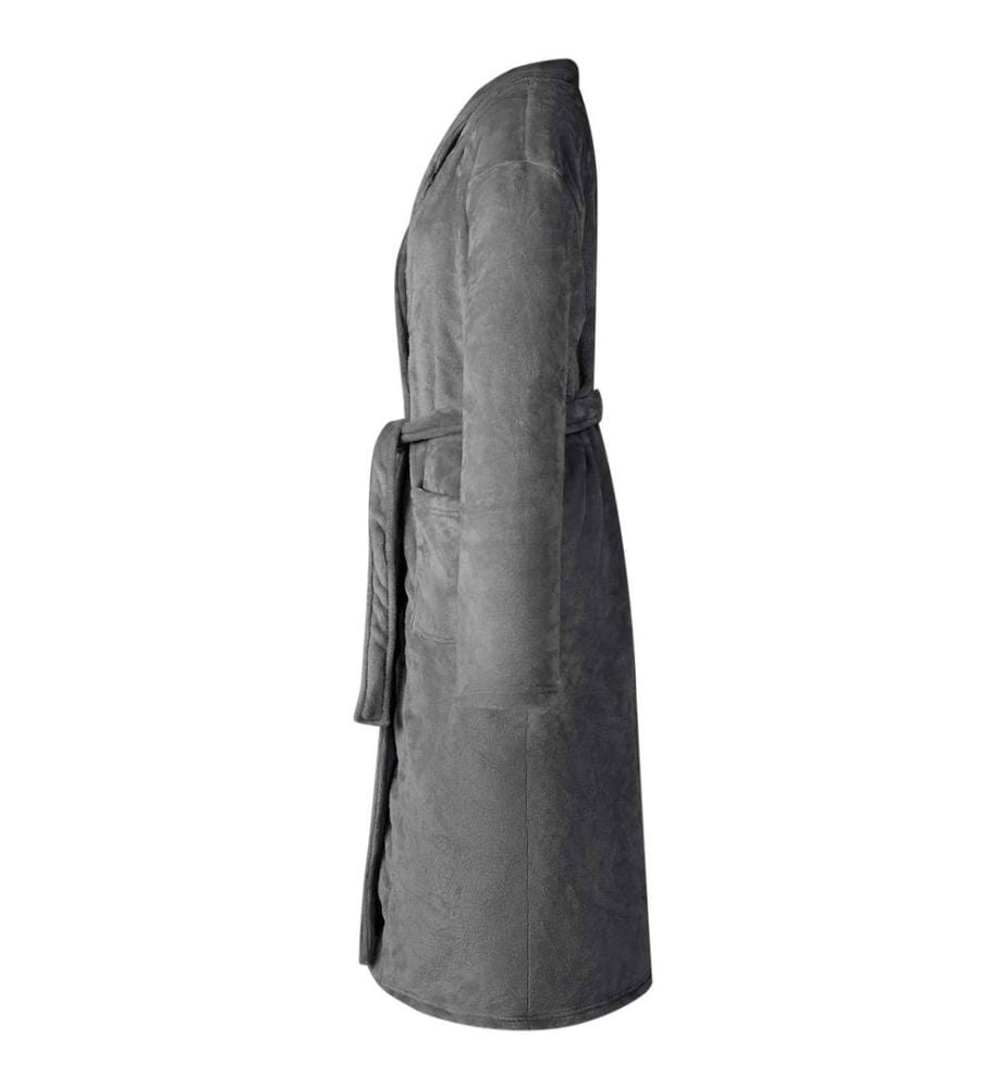 Bademantel ohne Kapuze Dunkelgrau XL Flanell