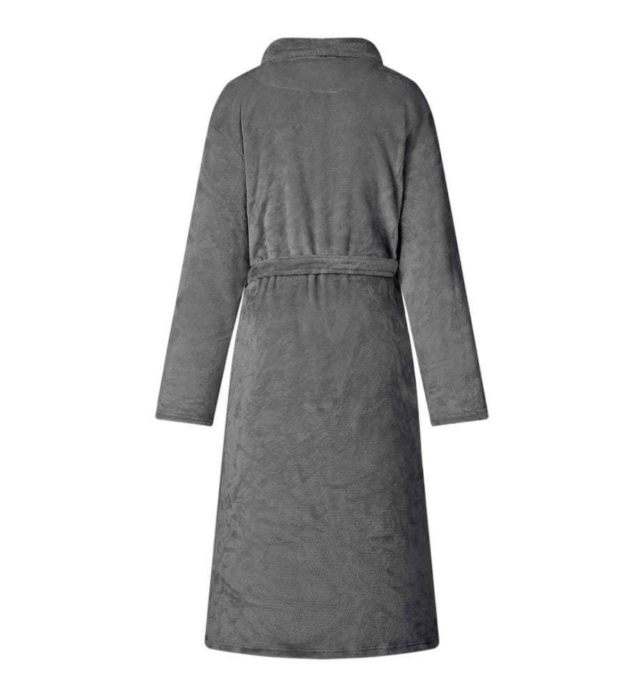 Bademantel ohne Kapuze Dunkelgrau XL Flanell