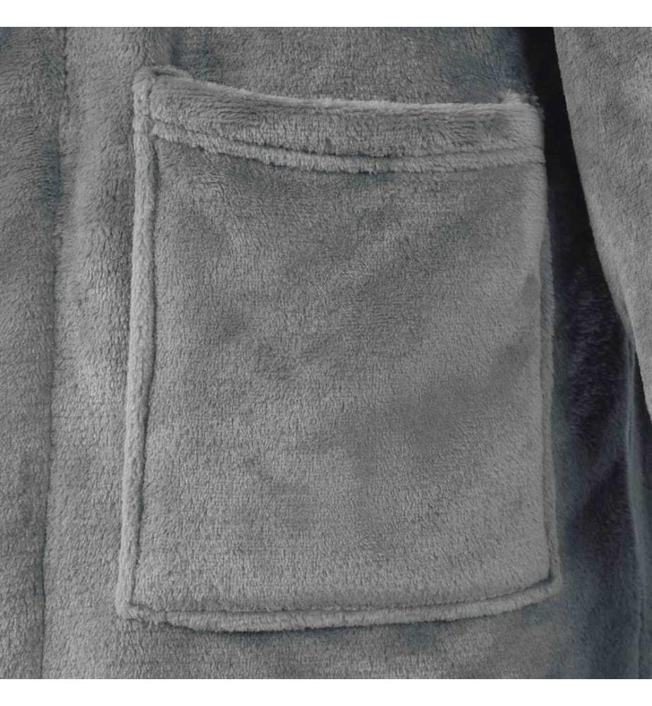 Bademantel ohne Kapuze Dunkelgrau XL Flanell