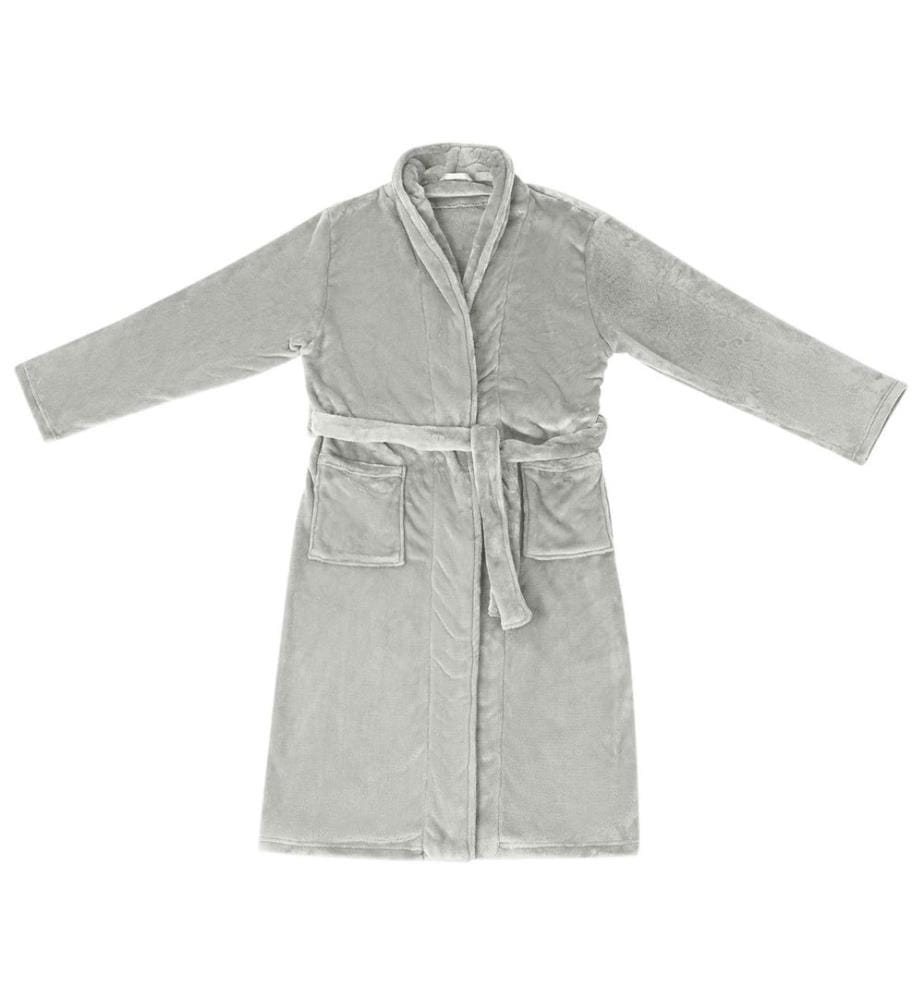 Bademantel ohne Kapuze Grau XL Flanell