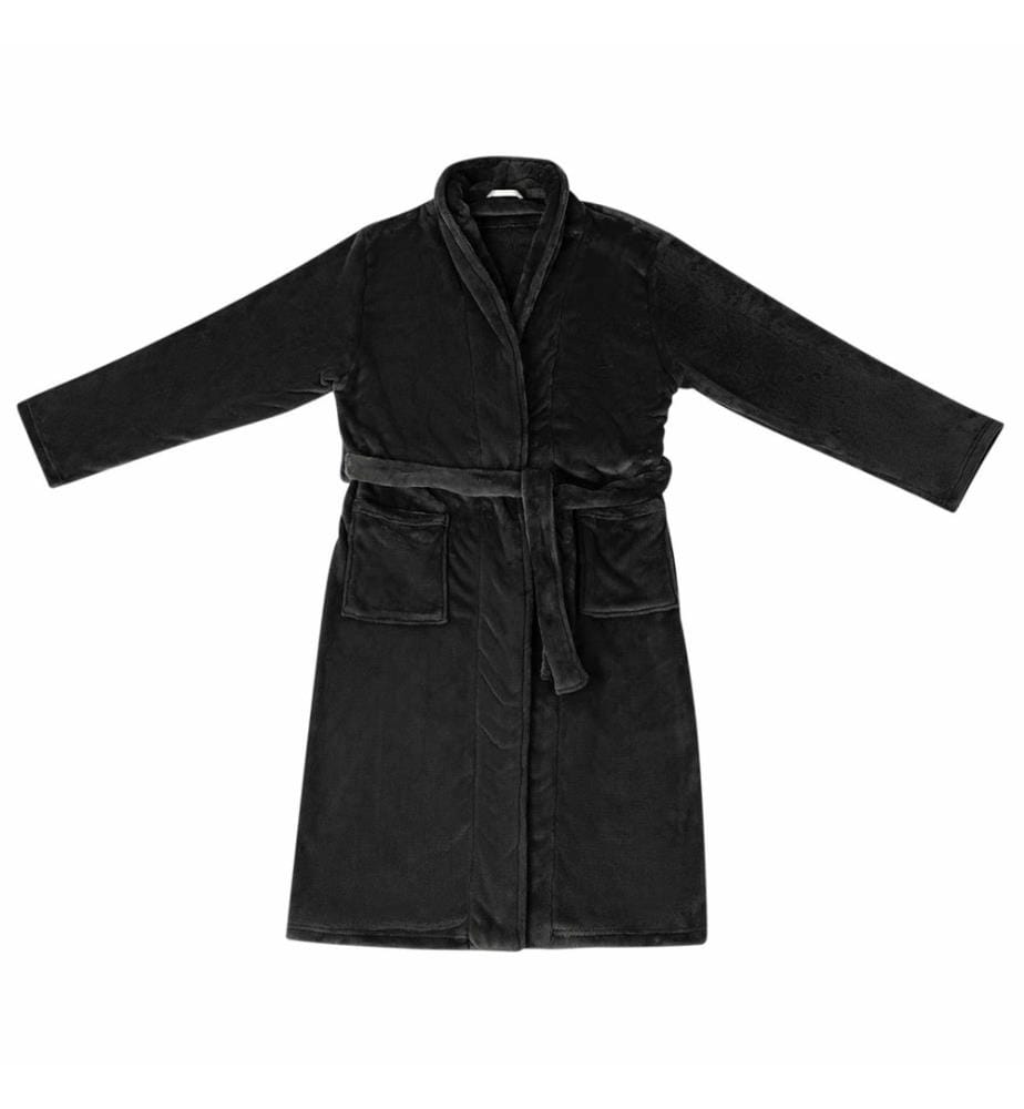 Bademantel ohne Kapuze Schwarz XL Flanell