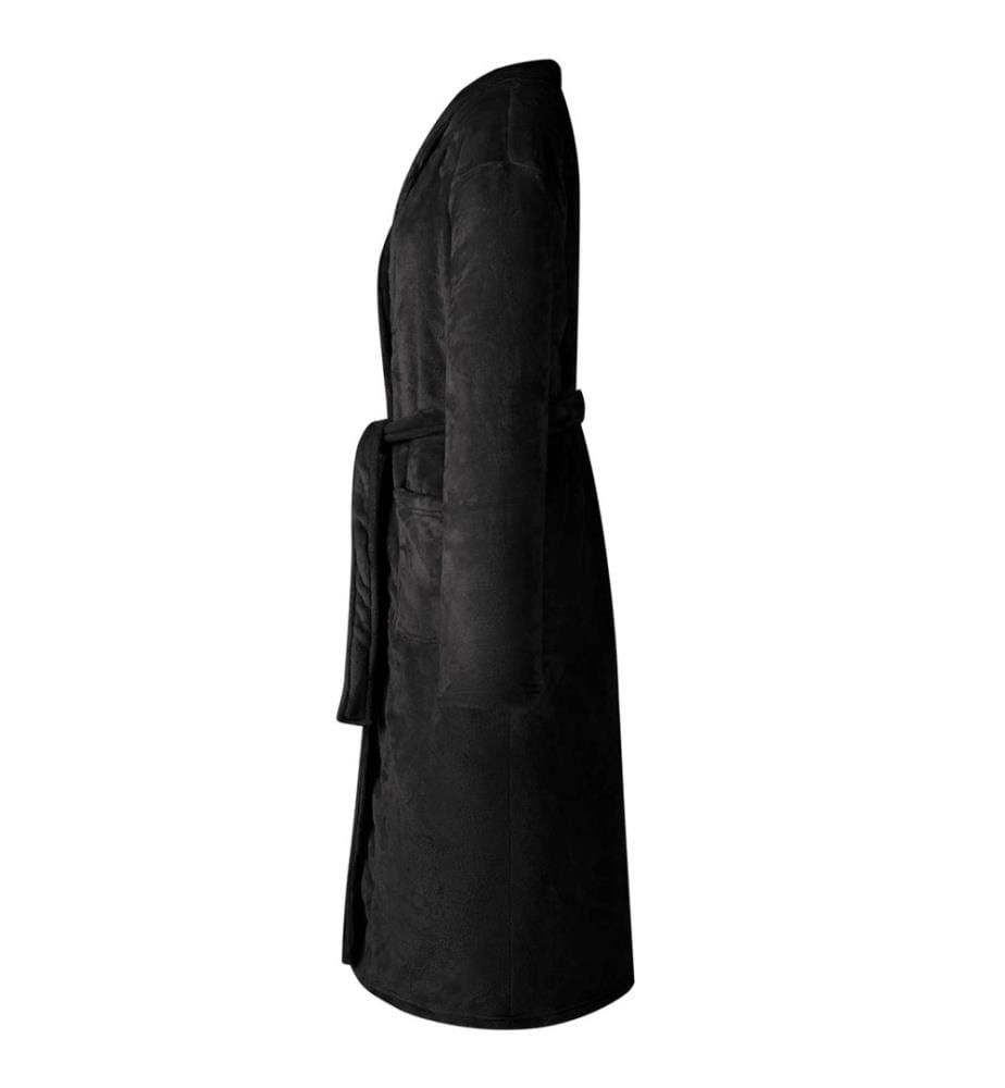 Bademantel ohne Kapuze Schwarz XL Flanell