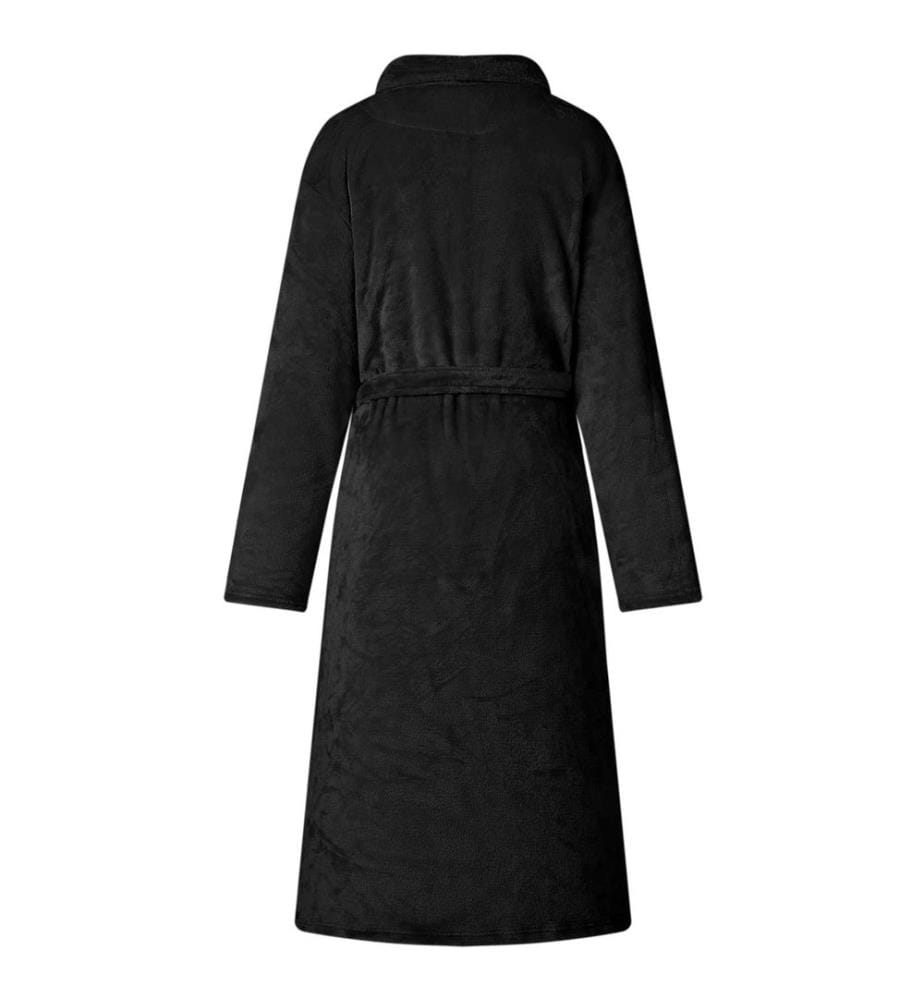 Bademantel ohne Kapuze Schwarz XL Flanell