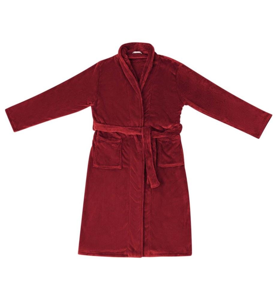 Robe de bain sans capuche Rouge Bordeaux l Flanelle
