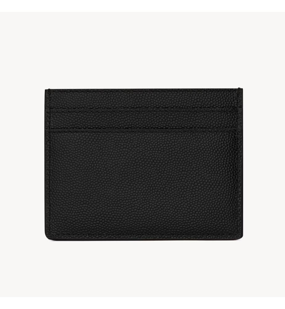 Saint Laurent Kartenetui aus genarbtem Leder - Schwarz