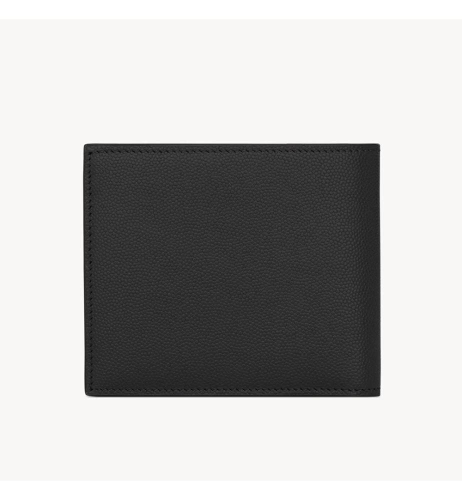 East/West Saint Laurent Brieftasche aus genarbtem Leder - Schwarz