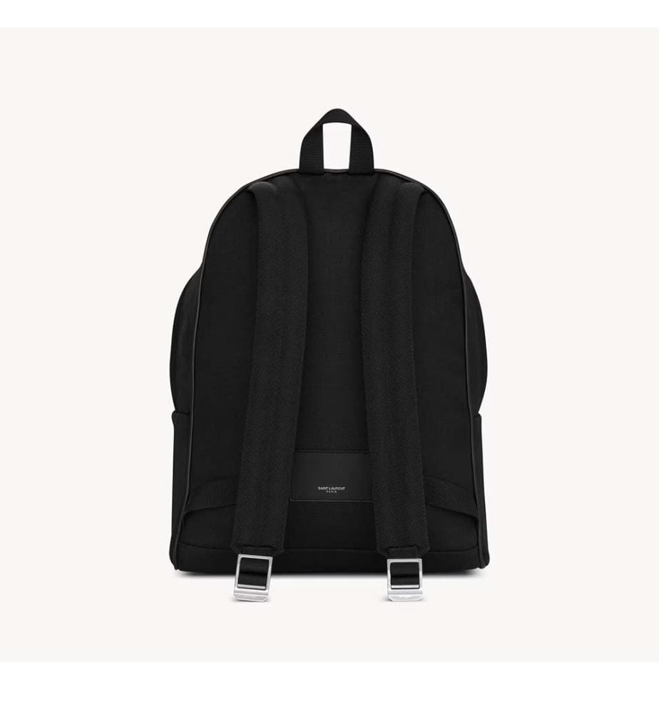 City-Rucksack aus Canvas, Nylon und Leder - Schwarz