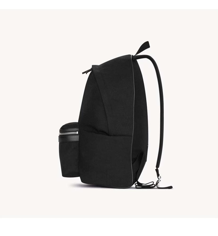 City-Rucksack aus Canvas, Nylon und Leder - Schwarz