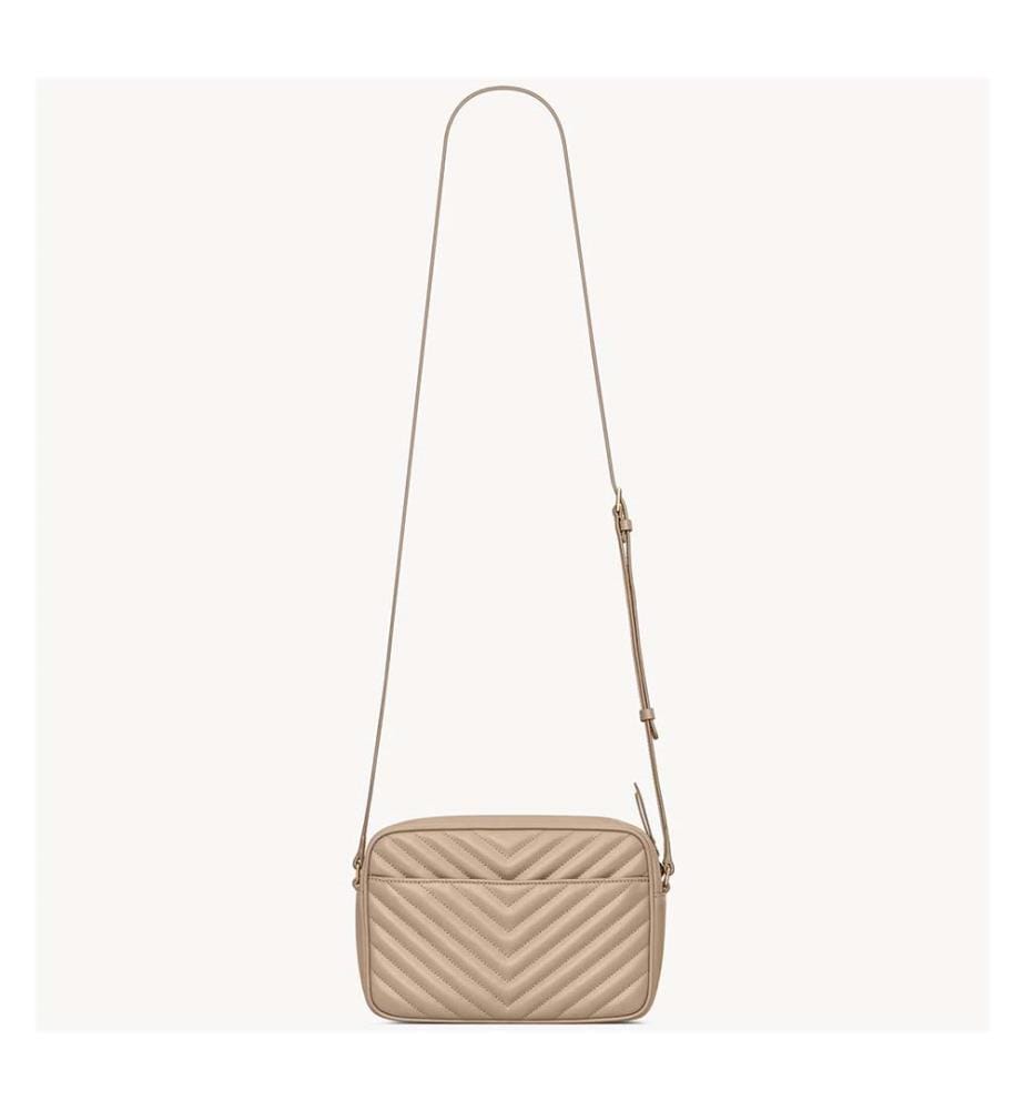 Lou Tasche aus gestepptem Leder - Dunkelbeige