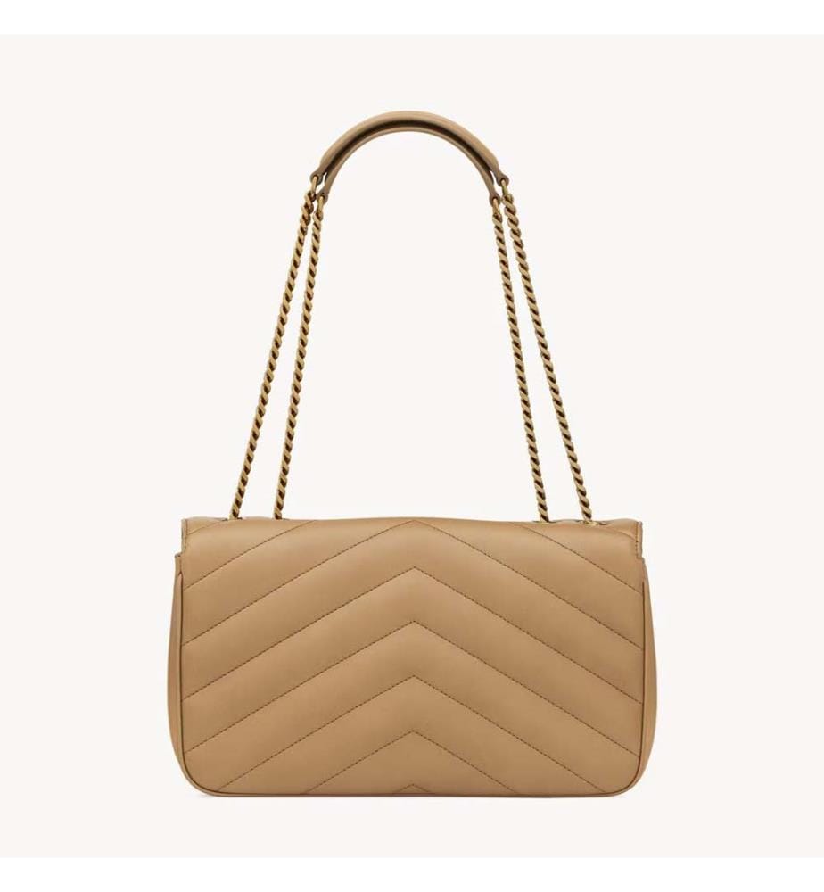 Loulou Medium Schultertasche aus gestepptem Lammleder - Bronzing