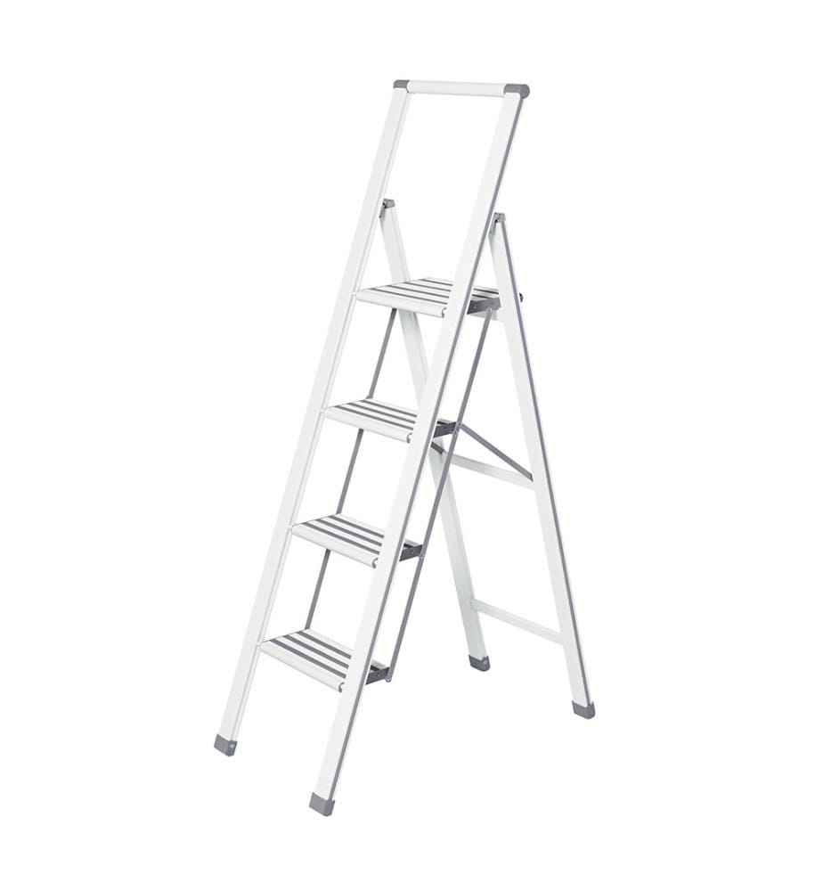 Escabeau pliant design en blanc, 4 marches