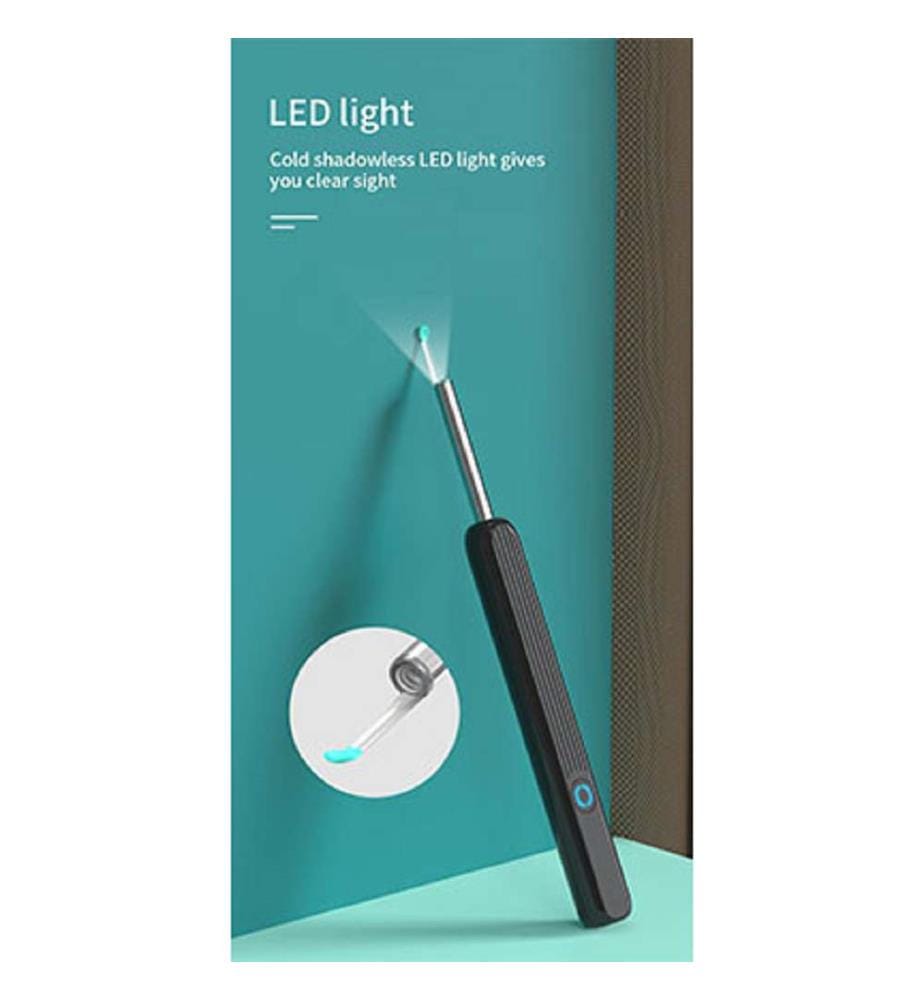NE3 Otoscope Kit de Nettoyage pour Oreilles Connecté avec Caméra - Noir