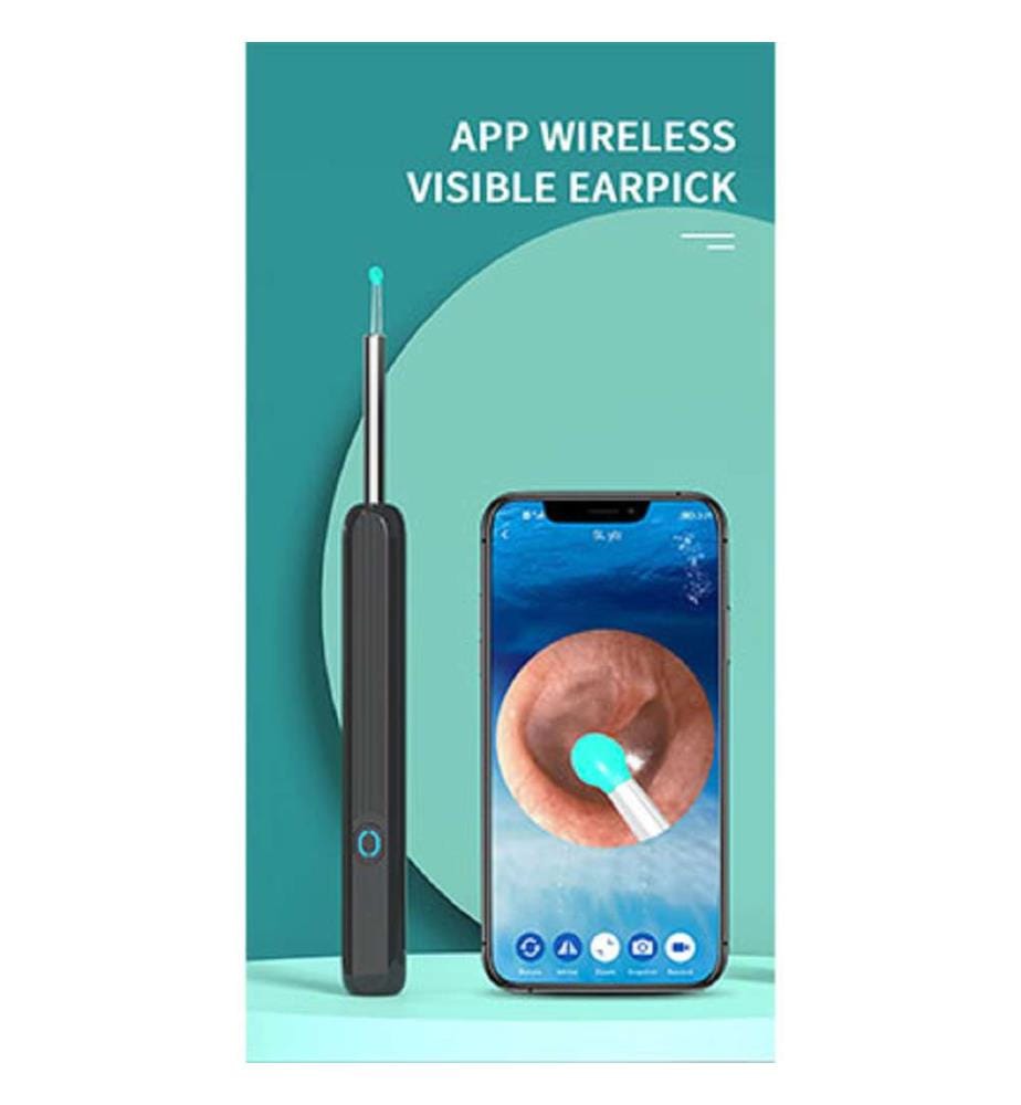 NE3 Otoscope Kit de Nettoyage pour Oreilles Connecté avec Caméra - Noir