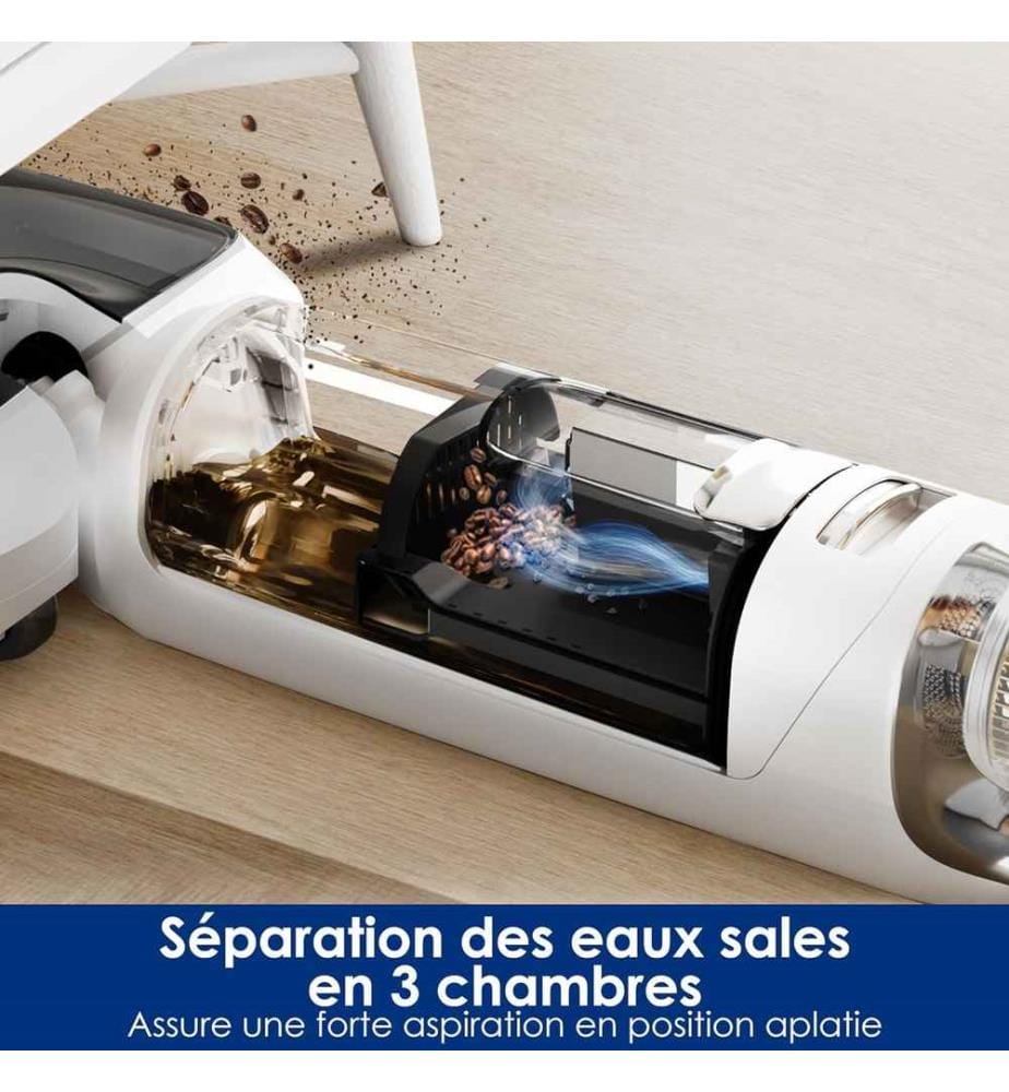 Floor One Stretch S6 Aspirateur Eau et Poussière Laveur de Sols - Conception Plate à 180° - Hauteur compacte de 13 cm - Auto-Nettoyage Flashdry à 70? en 5 Min - Nettoyage des Bords sur Trois Faces