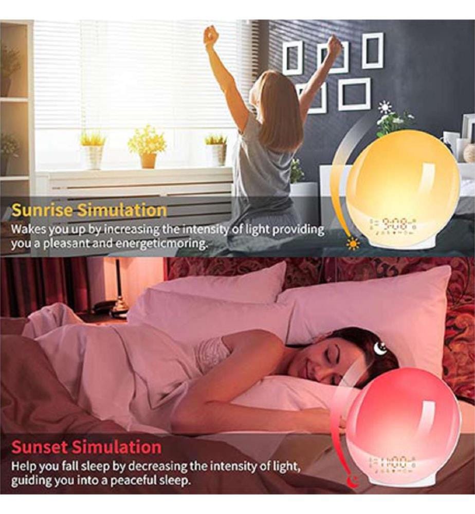 LED-Lichtwecker, Sonnenauf- und -untergangssimulation - Weiss